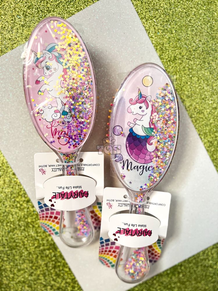 Printed Glitter Hair Brush For 1pc