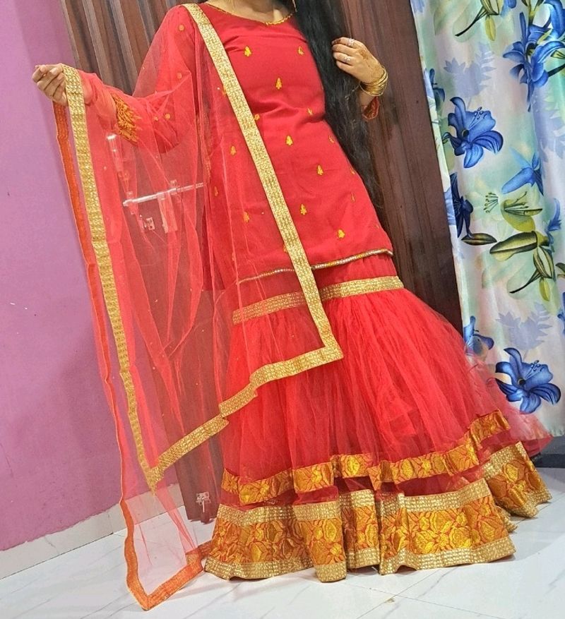 Full Flared Sharara Kurta Set