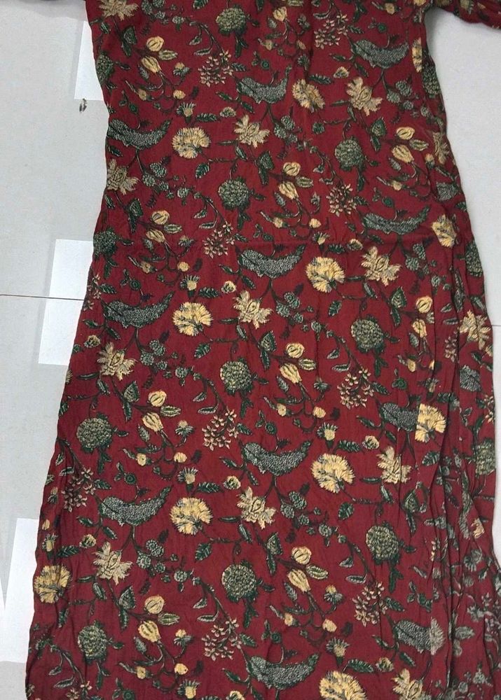 Maroon Floral Kurti