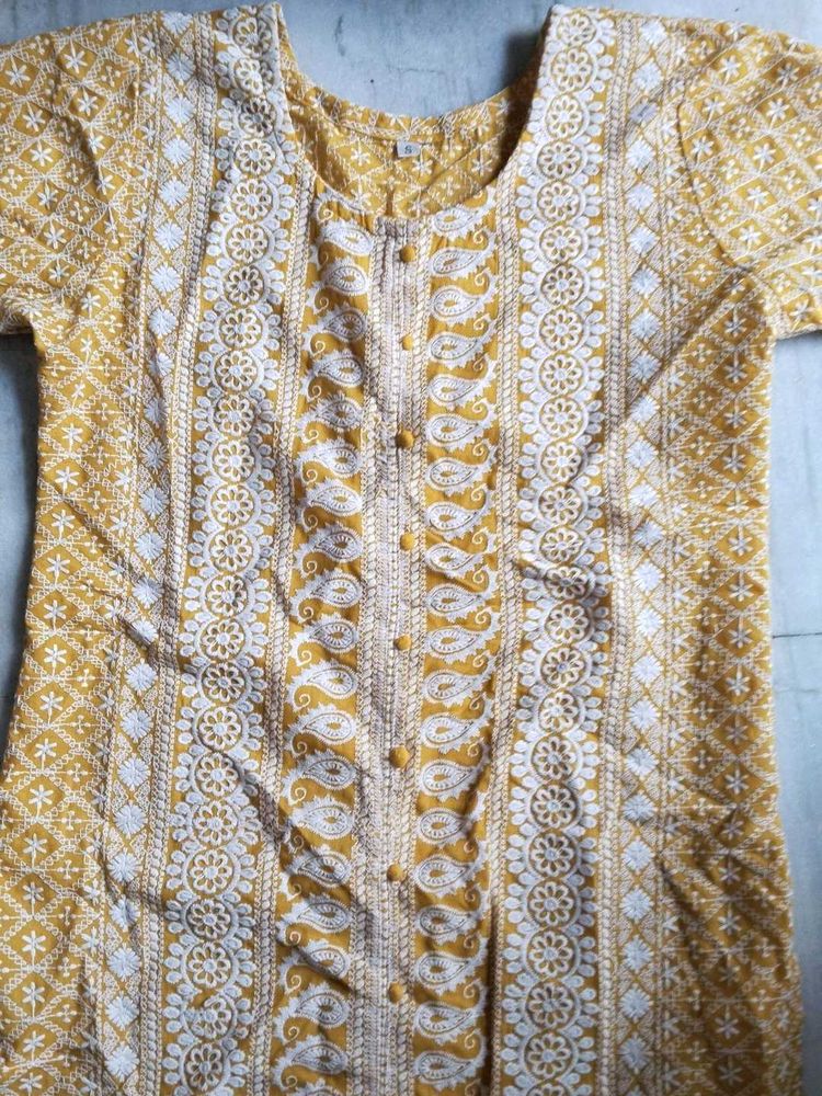 Yellow Chikankari Kurta