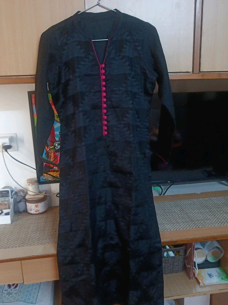 Black Kurta Chanderi With Lining