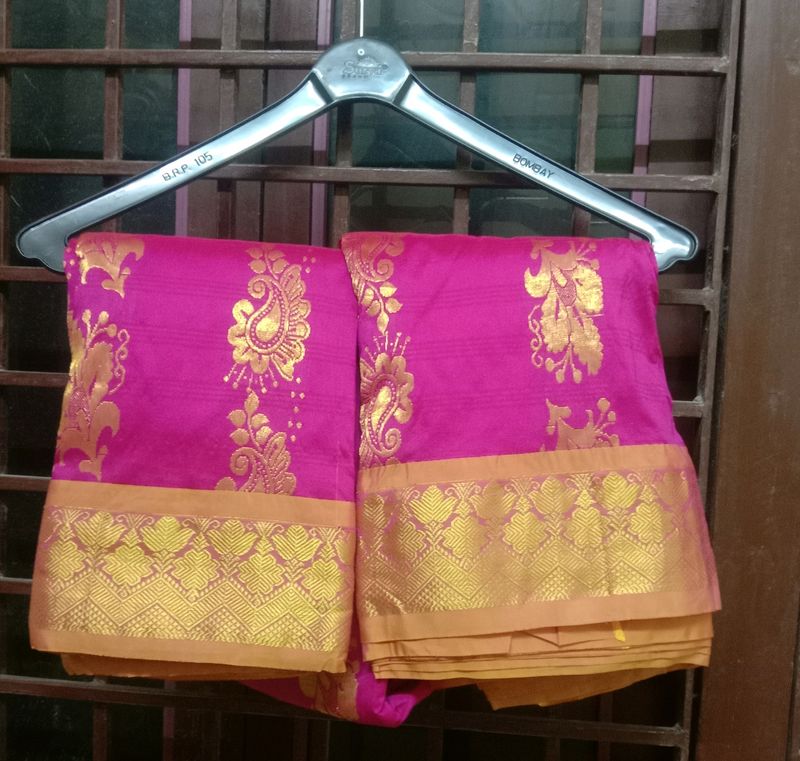 Rose Pink Colour Banarasi Silk Saree.