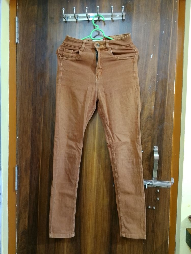 High Rise Skinny Brown Jeans