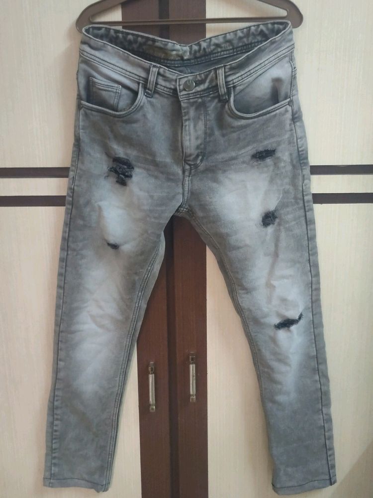 Premium Grey Heavy Distressed Jeans