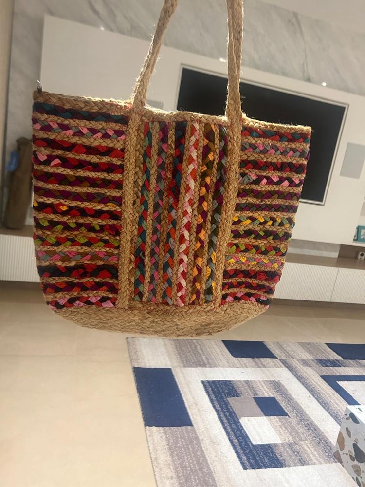 Brand new Cute Jute Bag With Colourful Hand Work