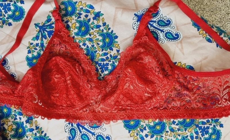 Red lace bra