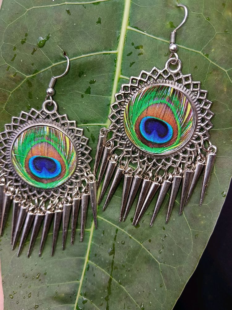 Unique More Pankh Silver toned earrings