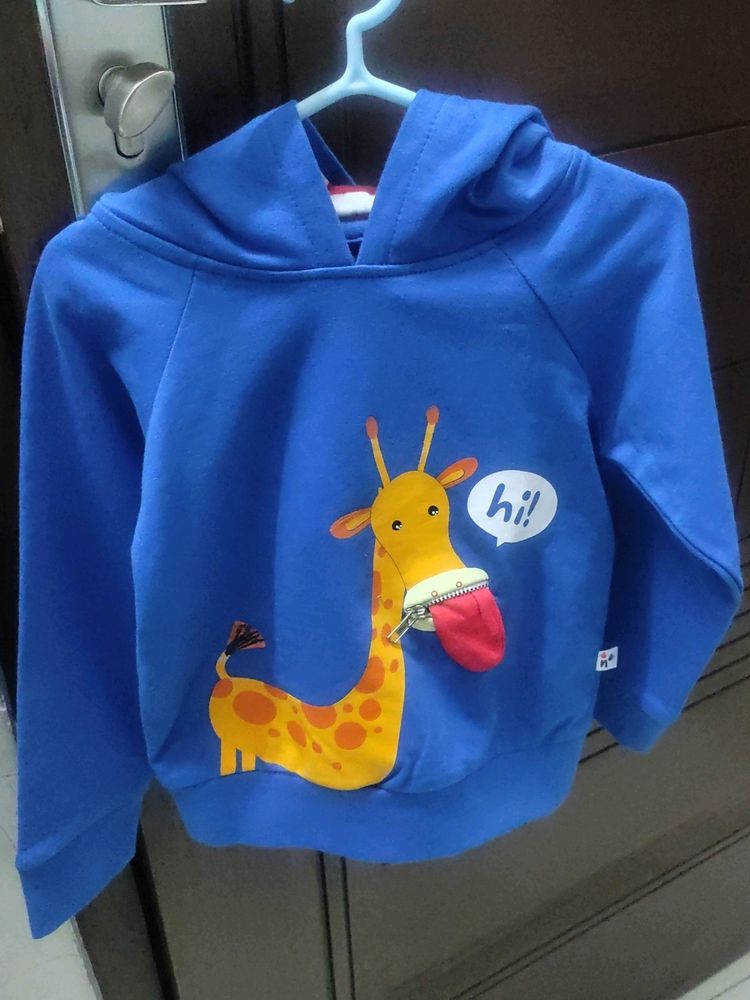 It's Royal Blue Hoodie Tshirt For Baby Boy