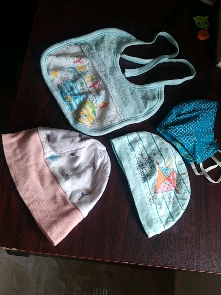 Baby Caps,bib And Face Mask(hand Made)