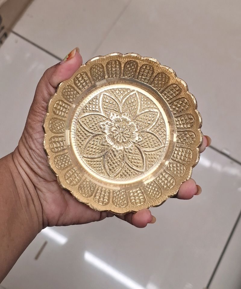 2pc Brass Bhog Plate