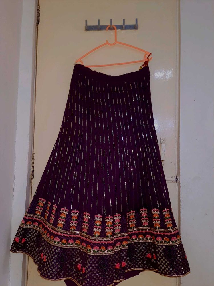 Women Sequin Purple Lahnga Choli