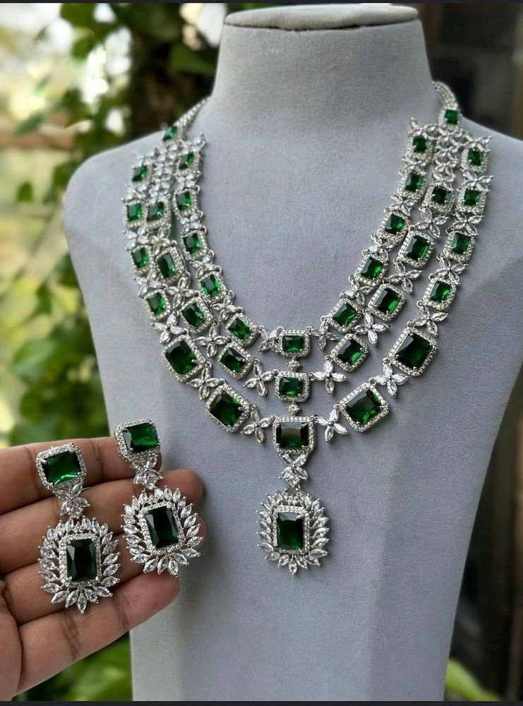 🍀American Diamond Jewellery Set☘️