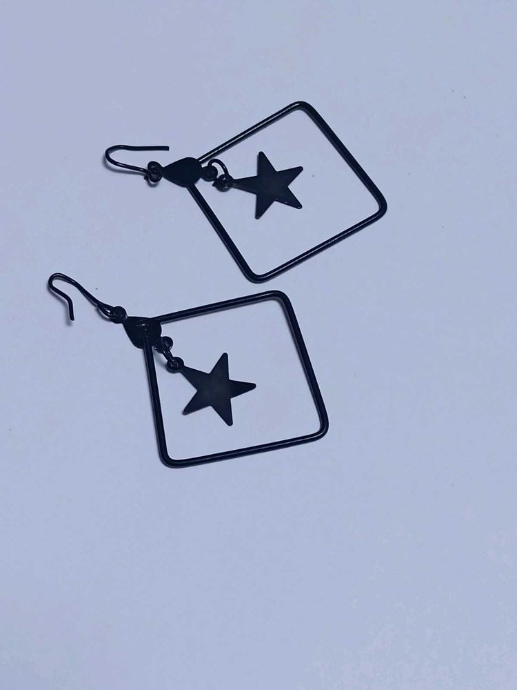 Black Star Hanging Earrings