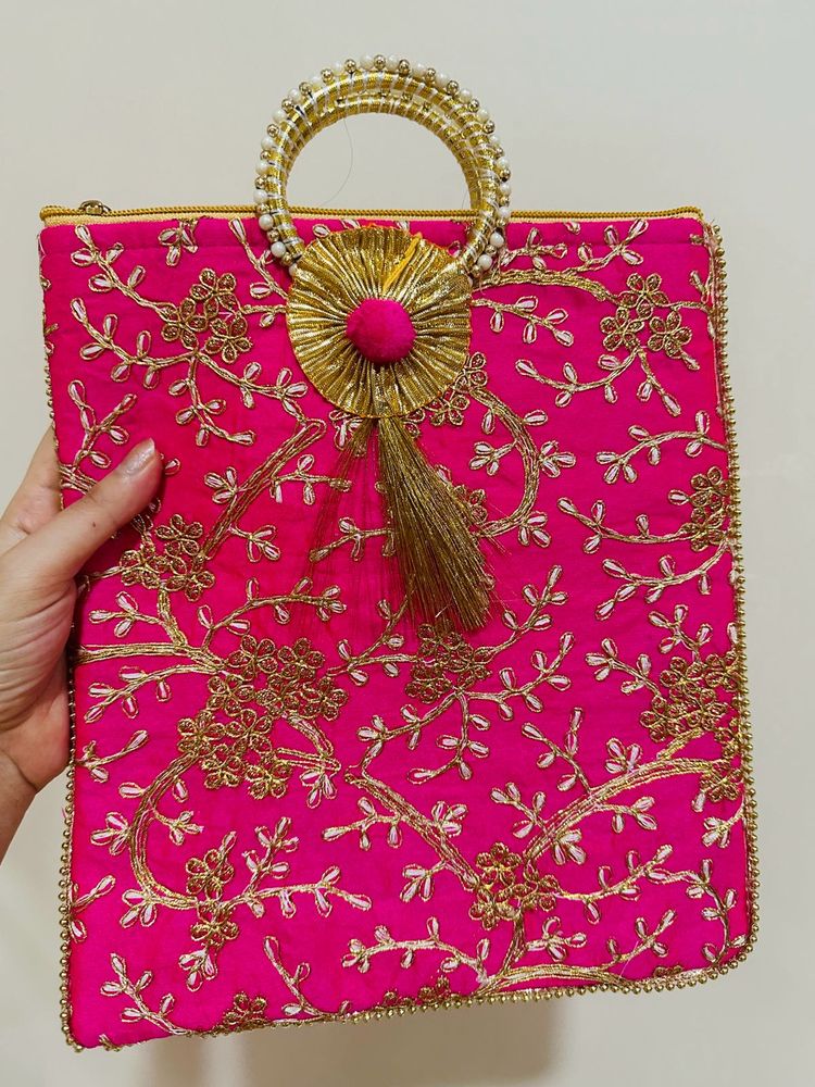 Pink Embroidery Bag