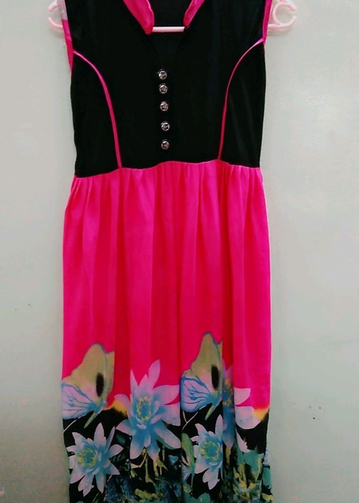 Pink And Black Frock