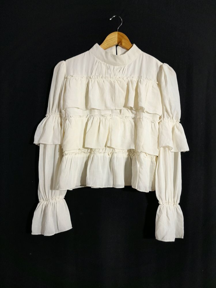 White Flared Western Top(women's)