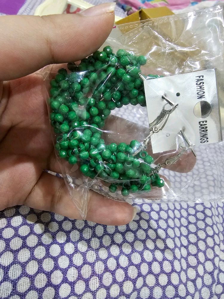 Green Hoop Earrings