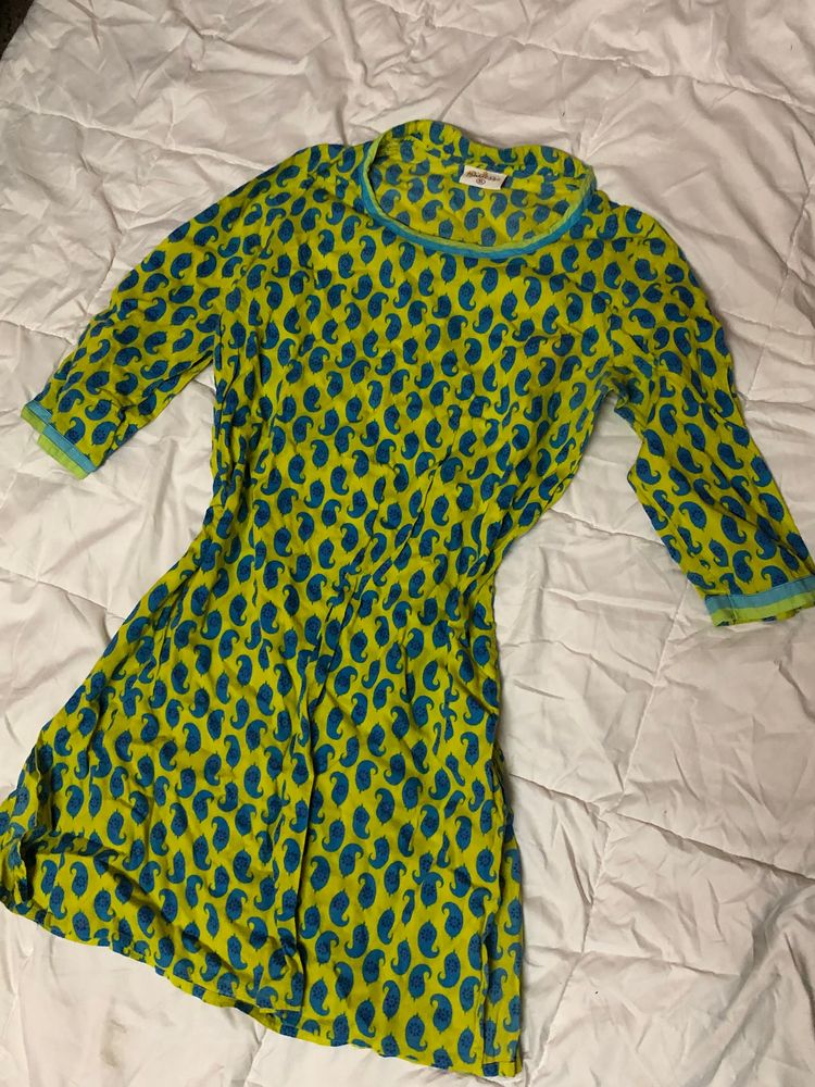 Lime straight short kurta