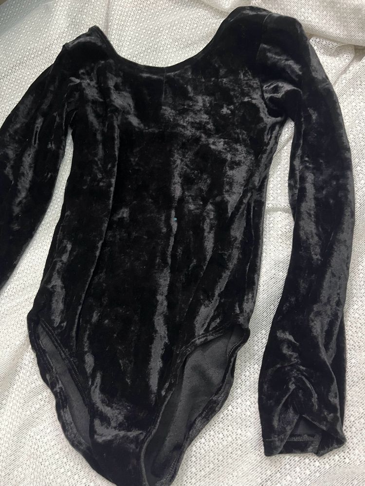 H&M Style Black Velvet Bodysuit