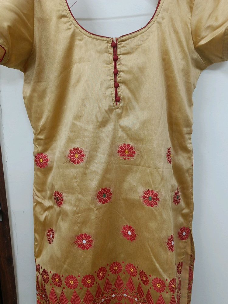 Beautiful Golden Red Kurta