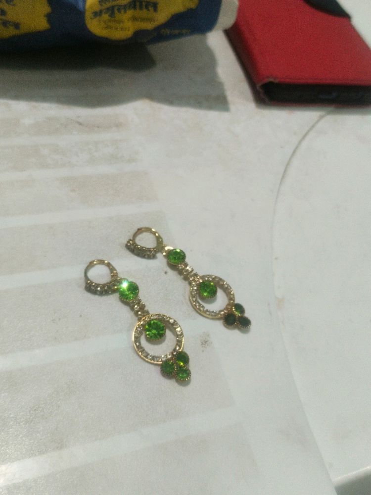 Beautiful Light Green Stone Earrings