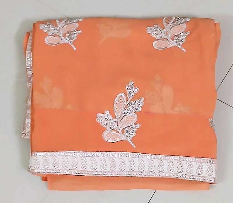 Chiffon Saree With Embroidery Design