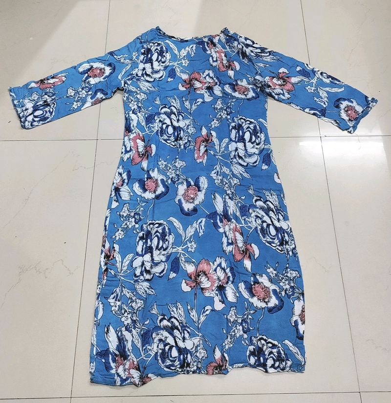 Floral Blue Printed Dress