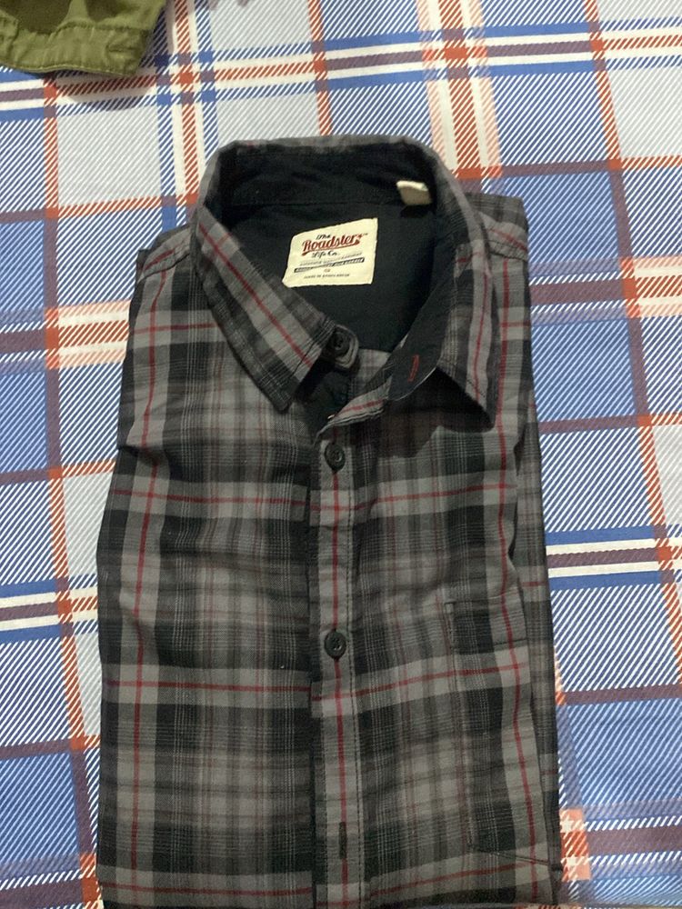 ROADSTER GREY CHECK SHIRT