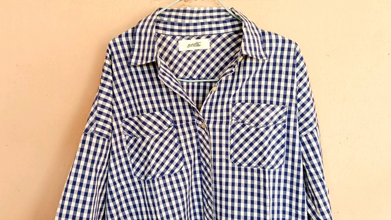 Blue Check Pattern Shirt