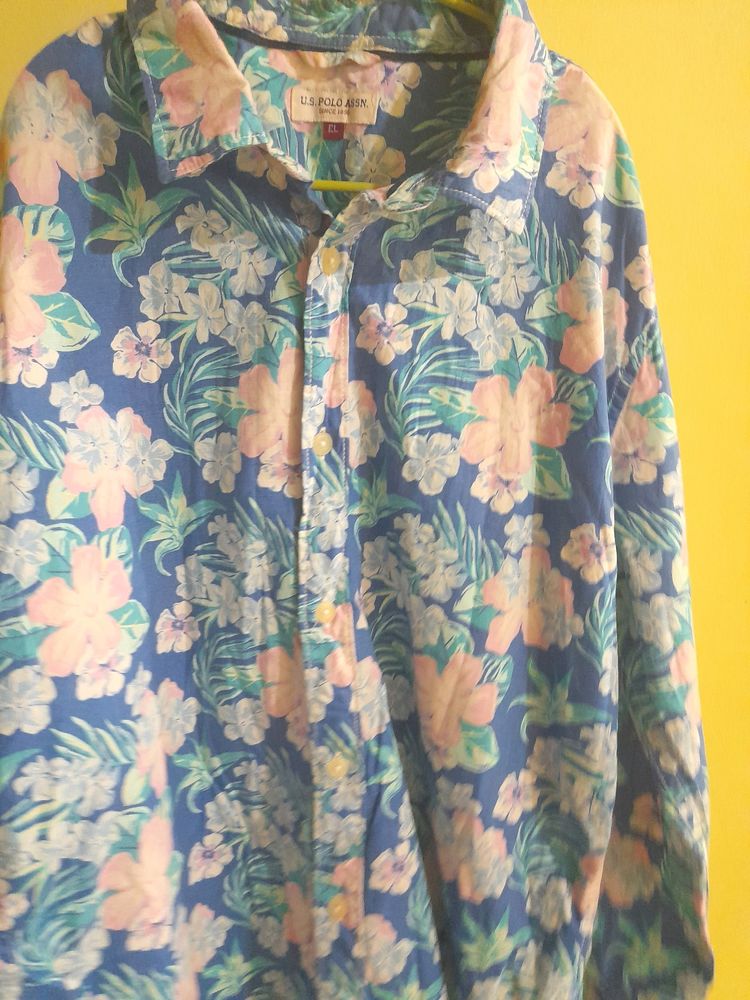 Blue Floral Cotton Shirt Perfect For Summers