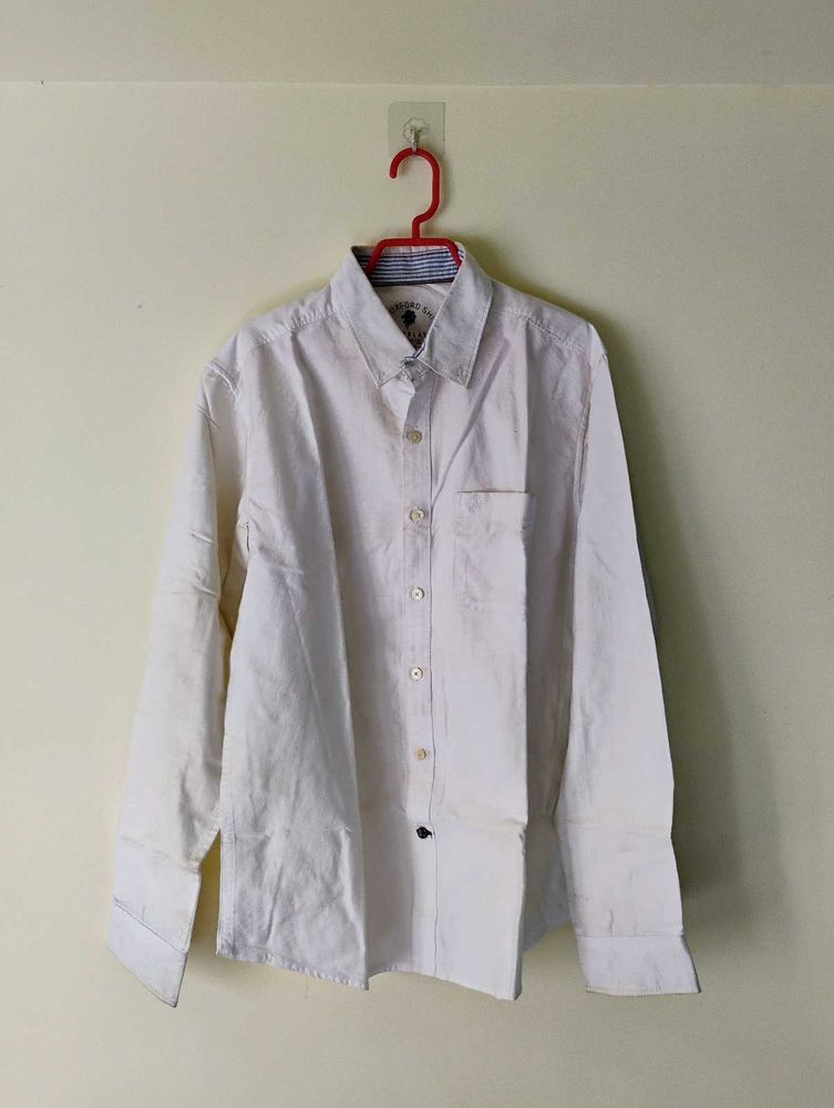 Men's White Cotton Formal Shirt