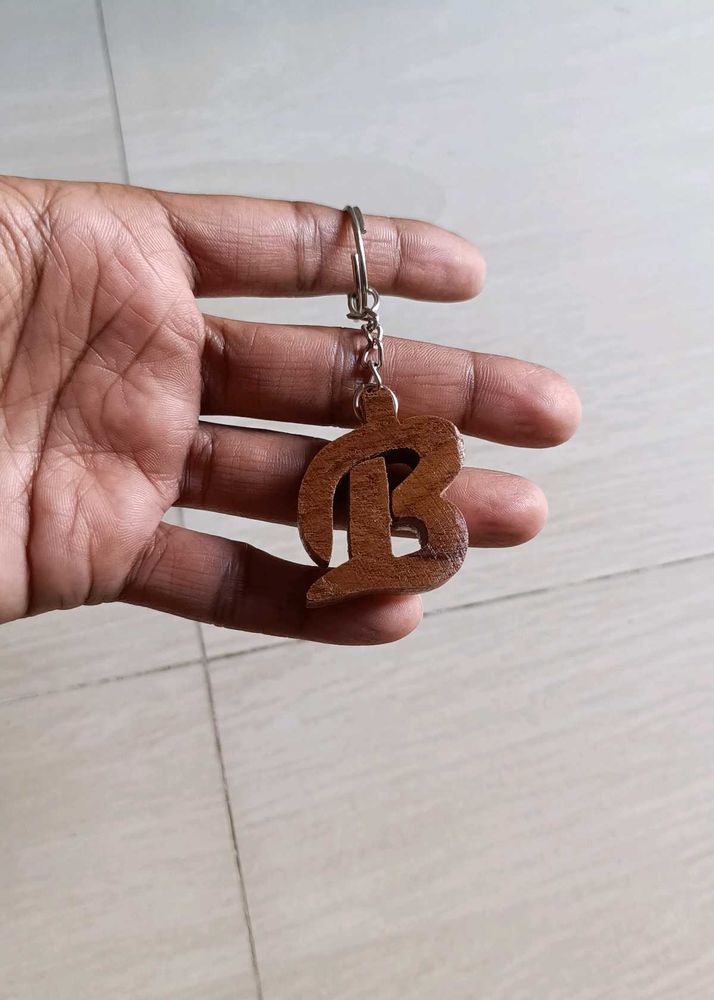 Wooden Keychain "B" Letter