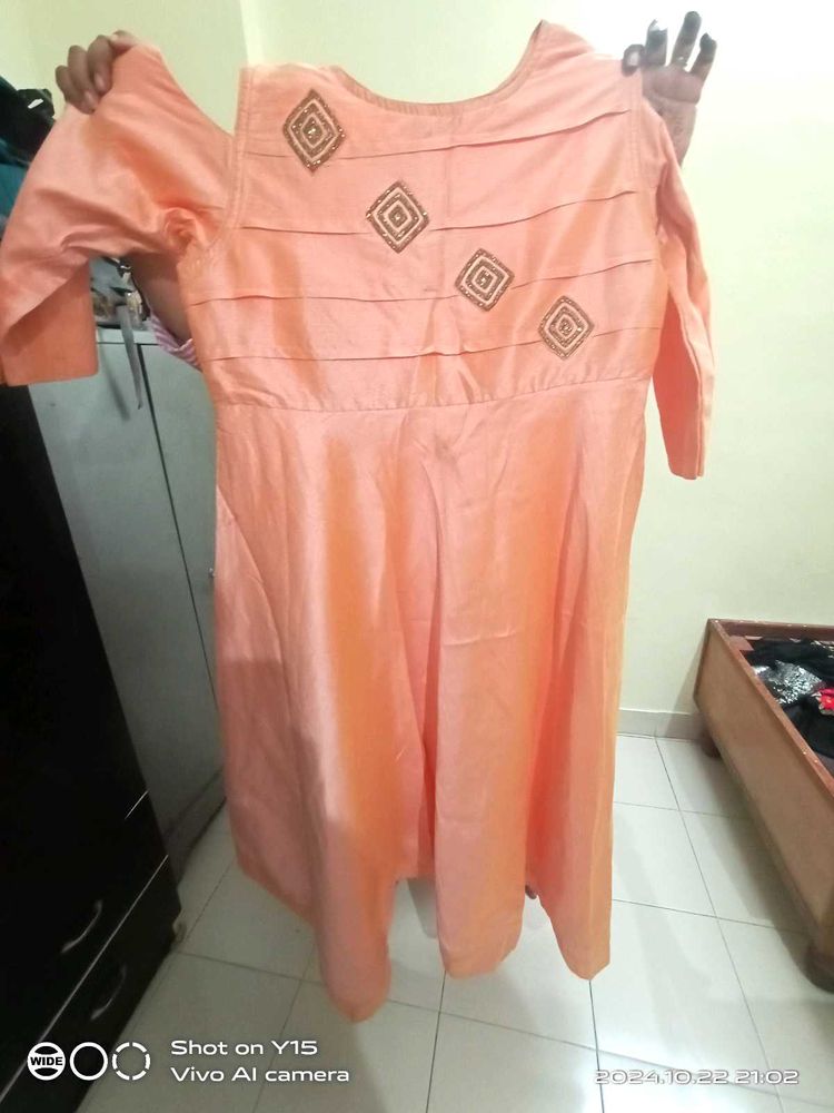 Peach Colour Long Gown