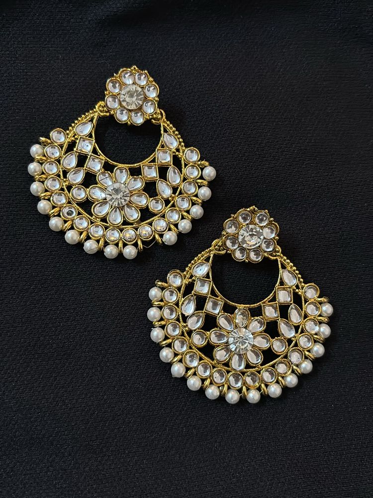 Kundan And Pearl Earrings