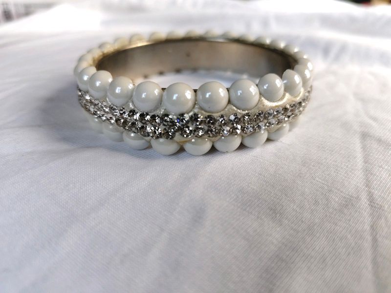 Pearl And Rhine Stone Bangle