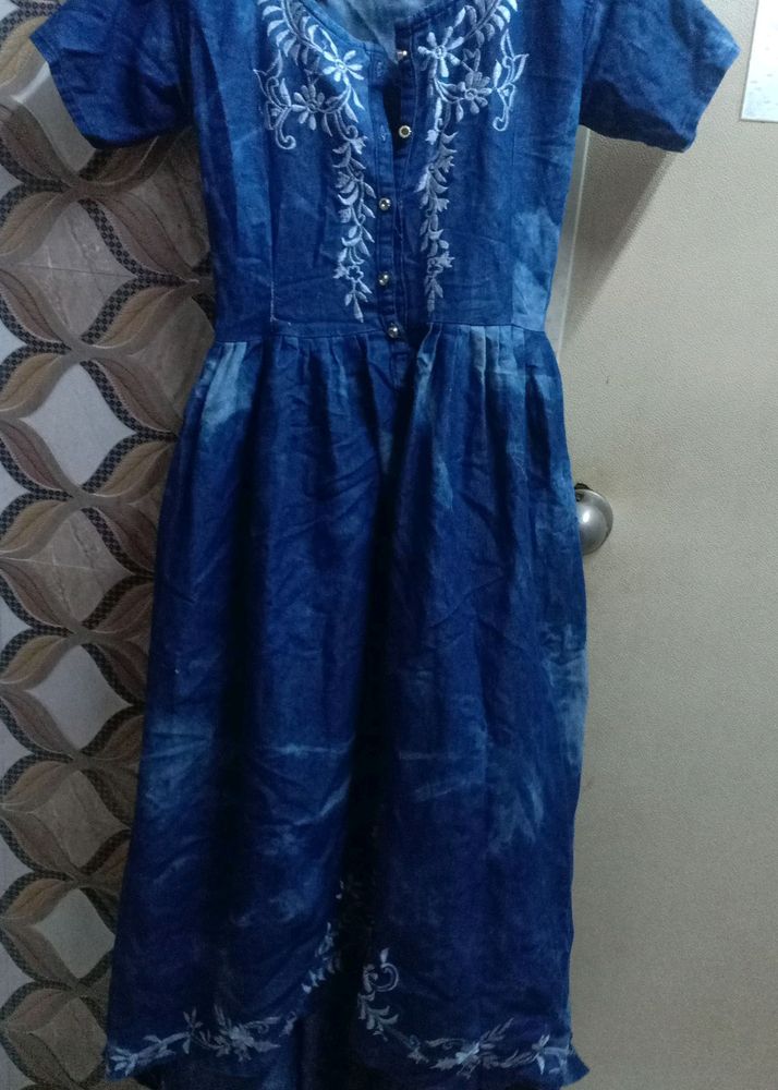 Denim Frock For Girls