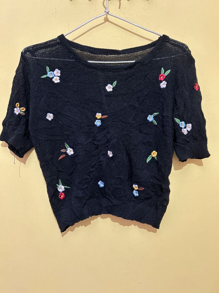 Korean Cute Embroidered Top