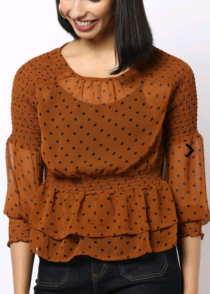 Polka Dotted Brown Top