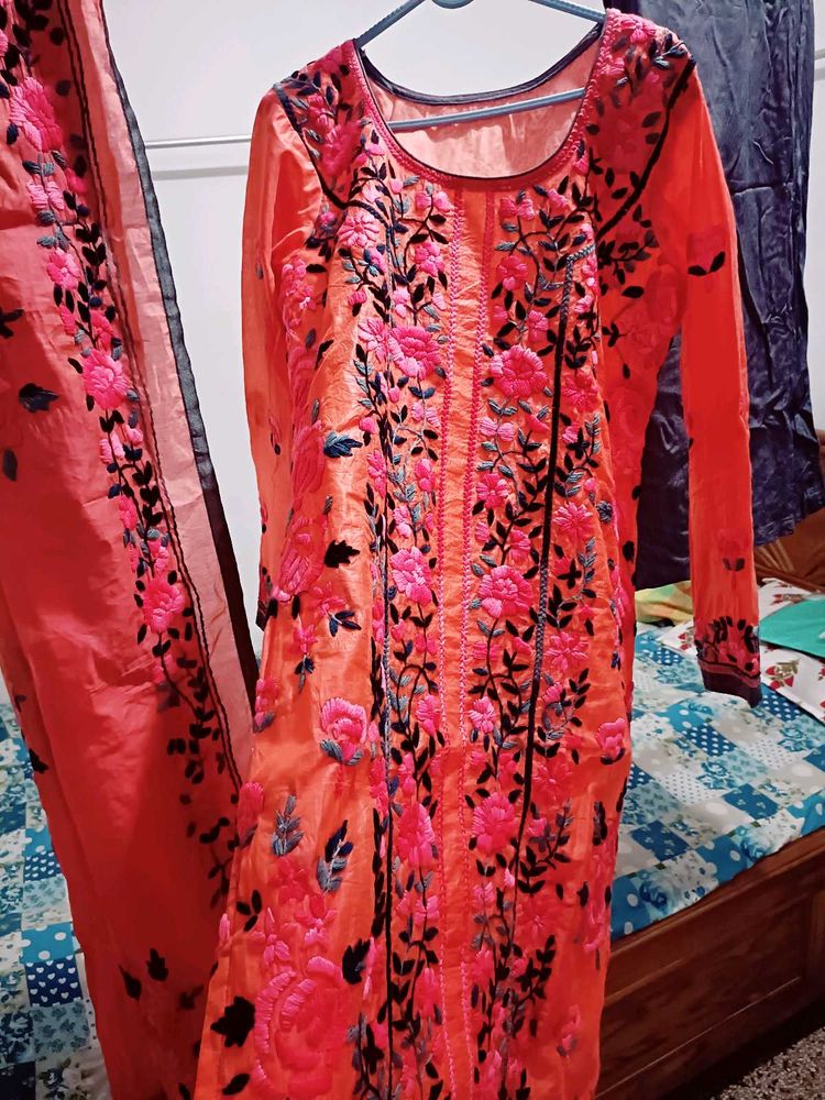 Very Pretty Fulkari Kurta Palazzo Set