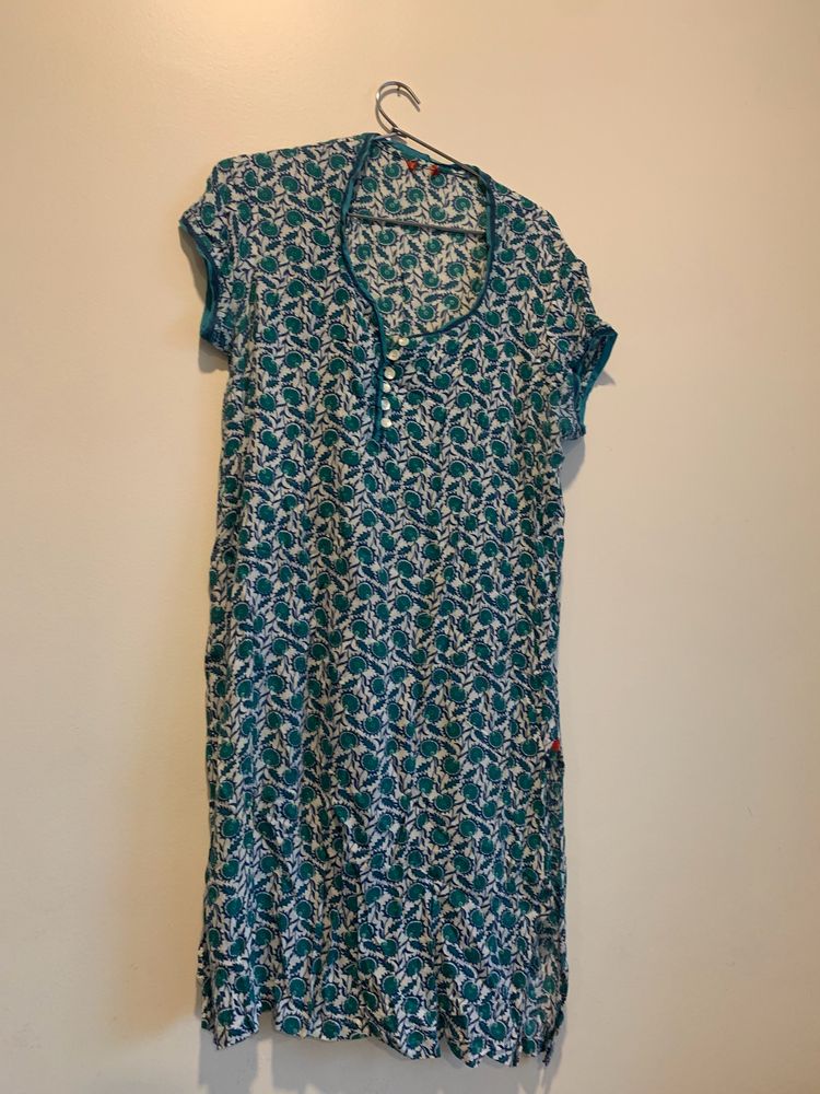 Printed Rama Green Kurti