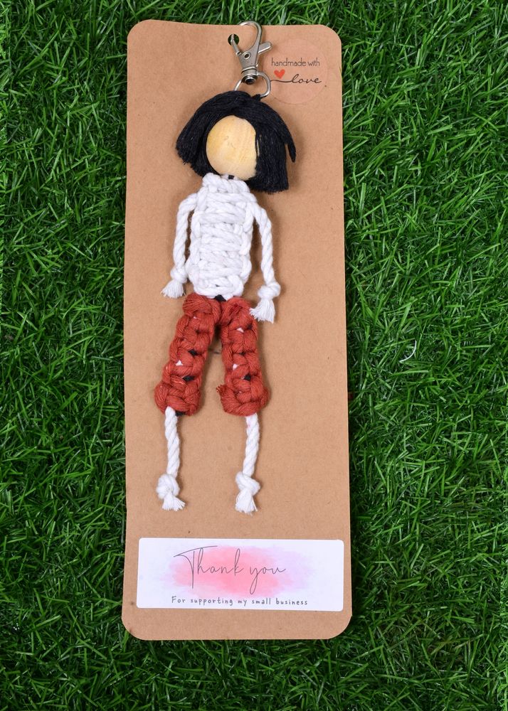 Macrame Boy Doll Keychain