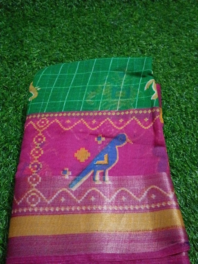 Chanderi Cotton Saree With Blouse