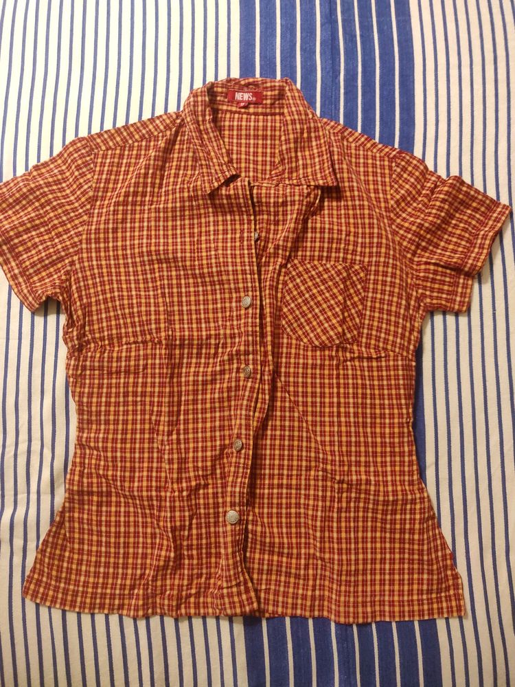 Red Orange Check Shirt