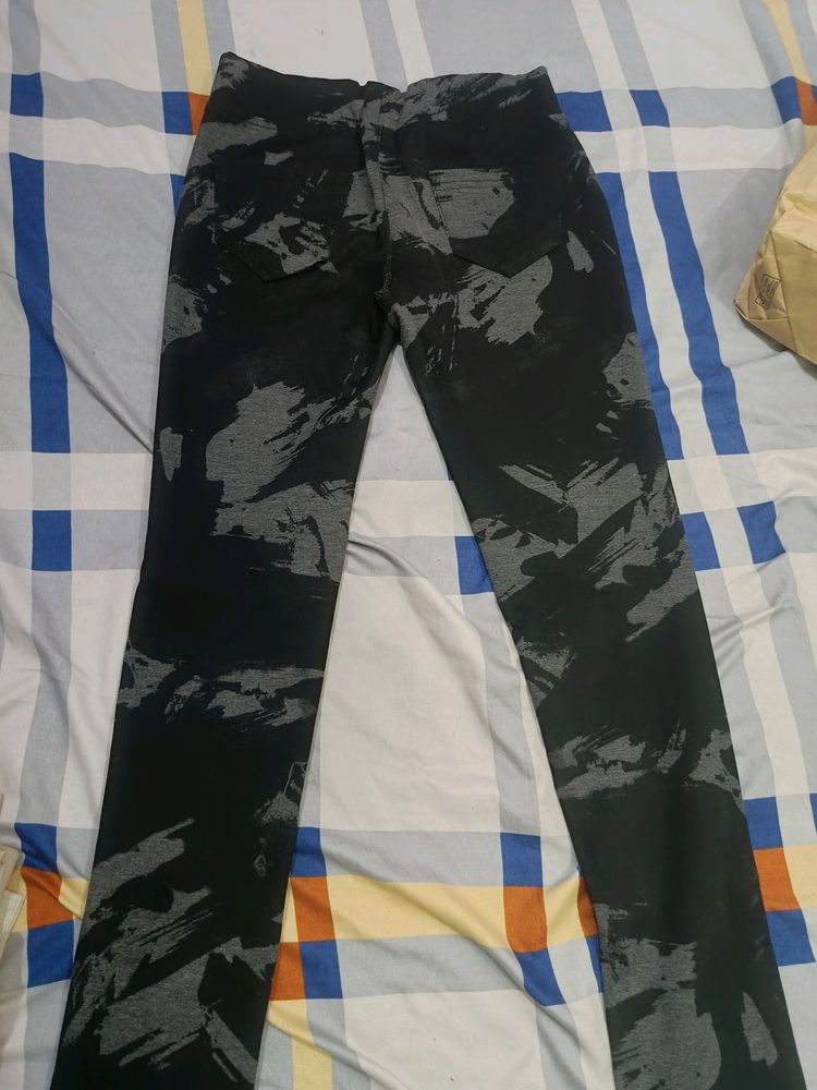 Scrach Printed Black Jeans