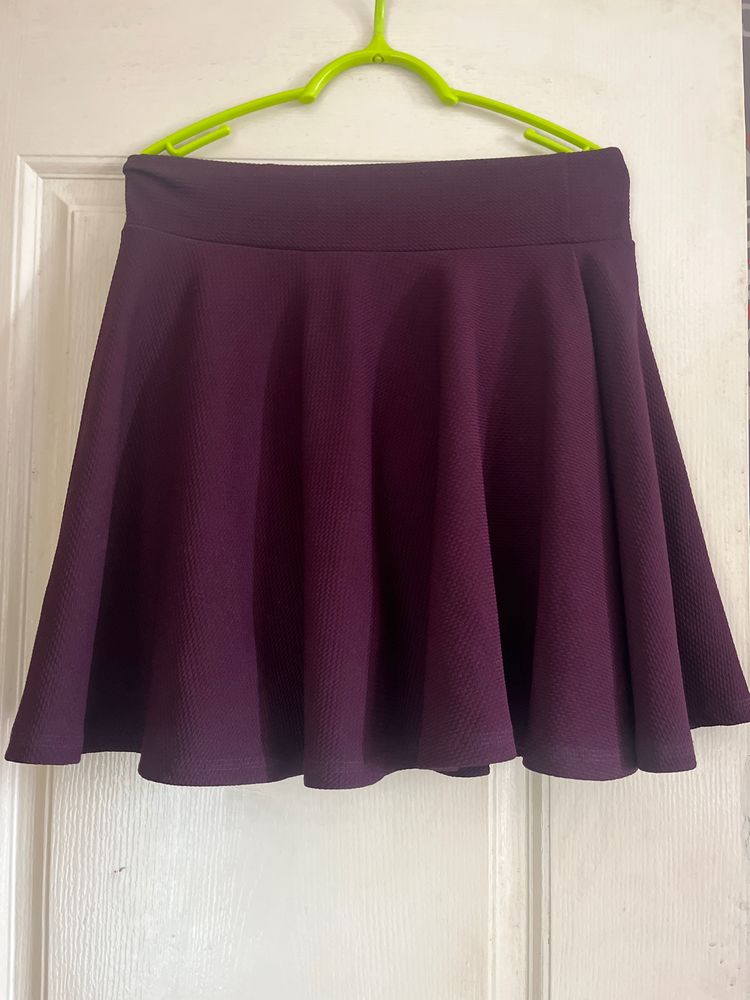 Maroon Flared Skirt with inbuilt shorts