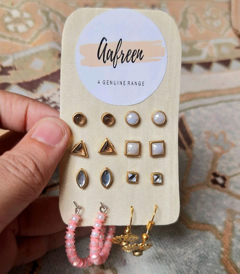 8 Pairs Of Classy Daily Wear Studs & Earring