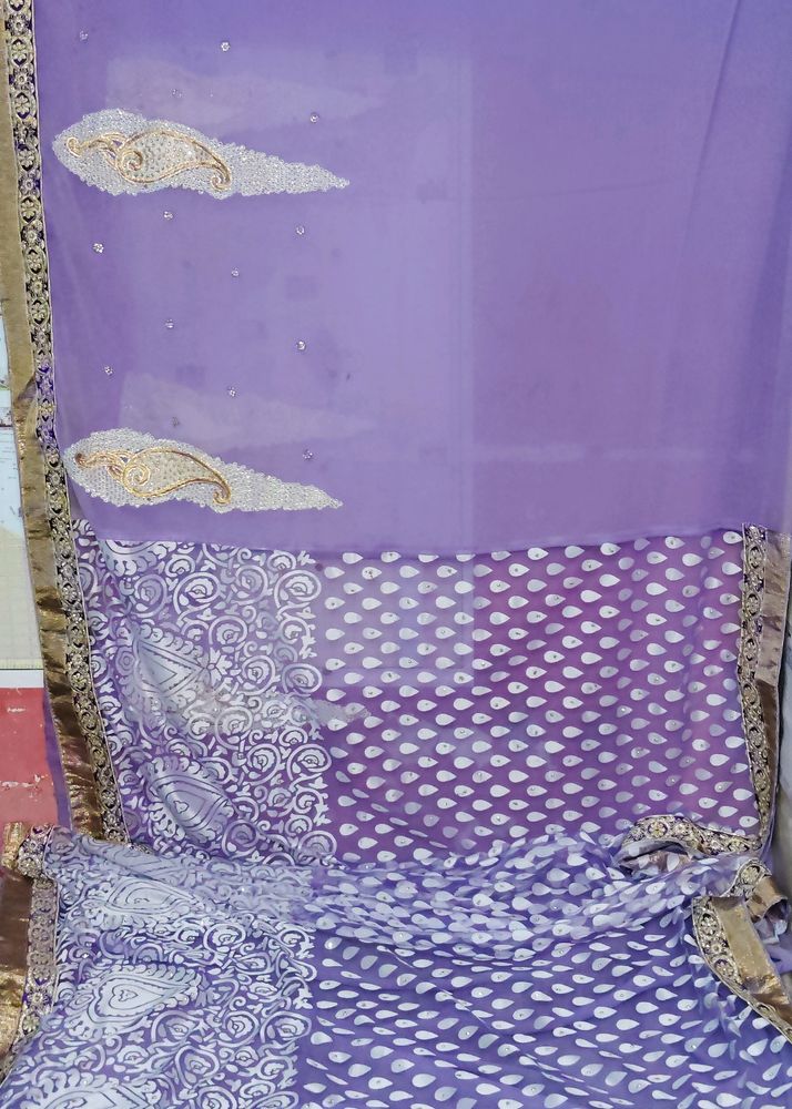 Lavender 🪻 White 🤍 two Shade Saree