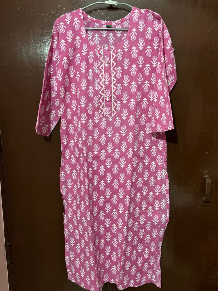 Cotton Blend Kurta With Pant