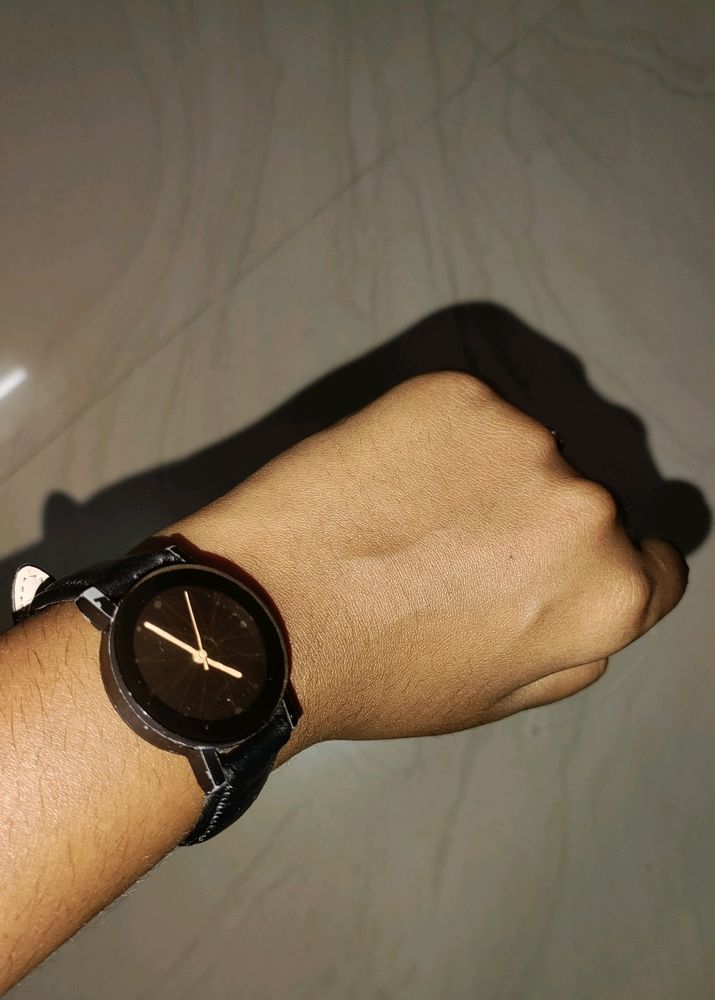 Midnight Black Leather Watch 🖤⌚