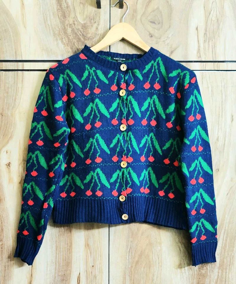 Dark Blue & Green Cardigan Size-36-38